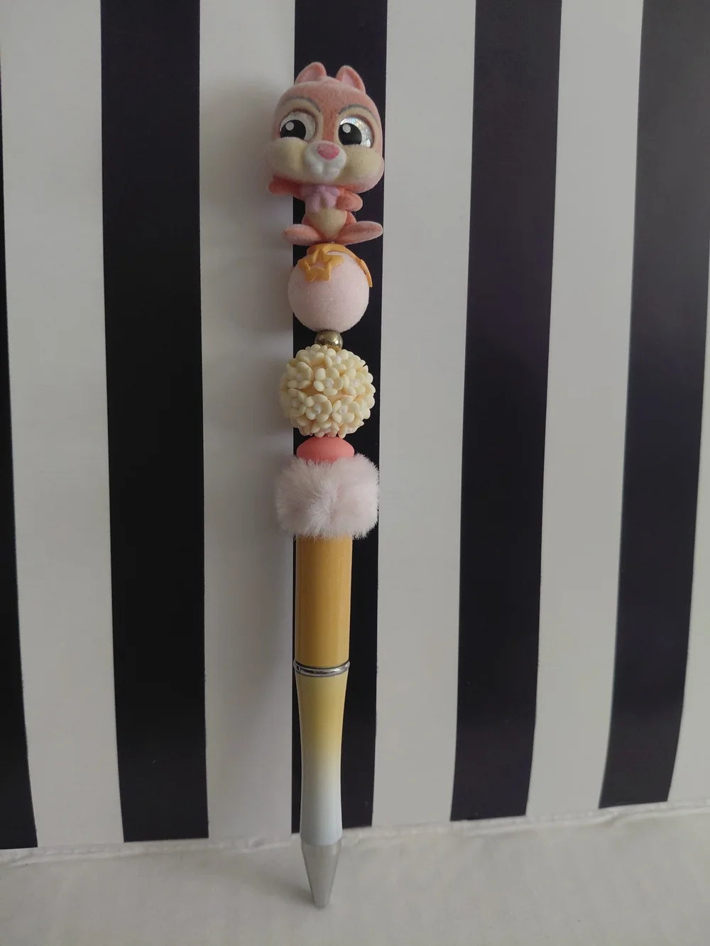 Dale Pink Plush Beaded Pen